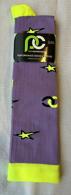 Pro Compression Marathon Performance Socks Purple Star S/M Over Calf NEW