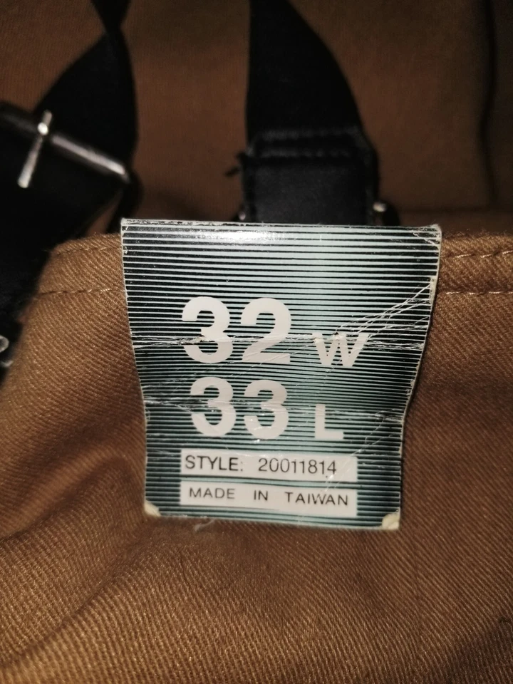 Pantalones plisados con tirantes marrones de trabajo Bugle Boy nuevos de colección talla 32 x 33 RARO Foto 3 de 4