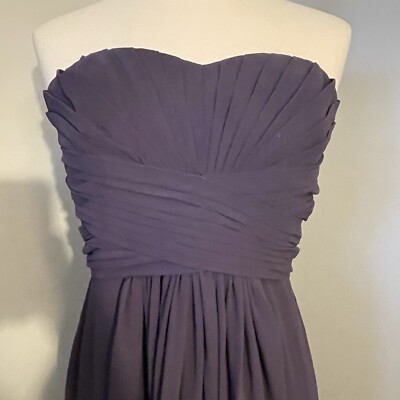David's Bridal Plum Purple Prom Bridesmaid Dress Long Strapless Sz 10 | eBay