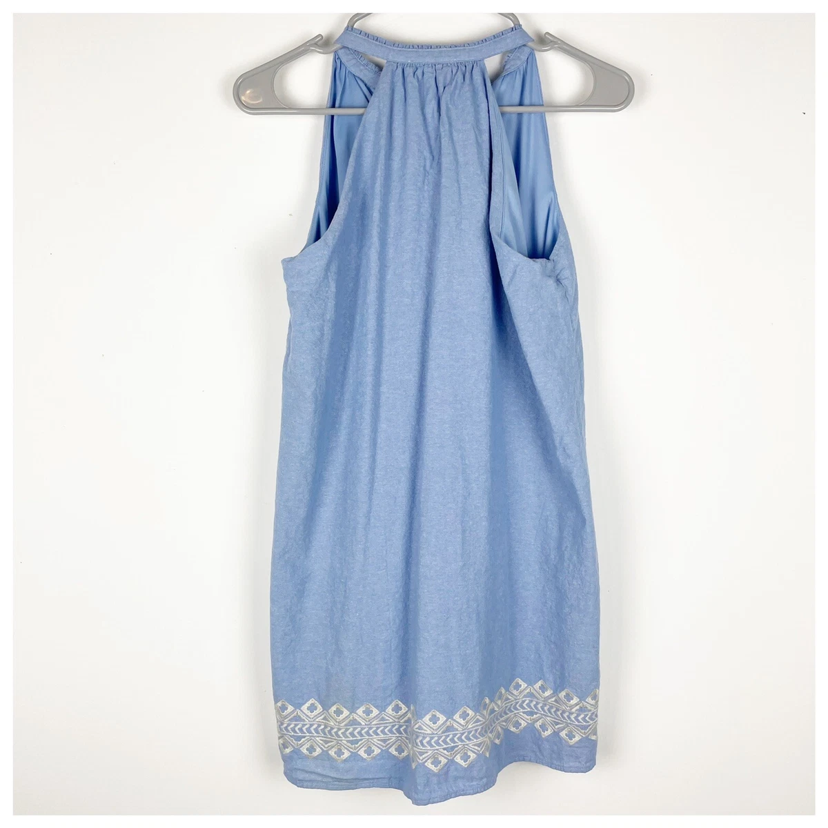 THML Roonie embroidered cotton dress Blue White Boho Size Small