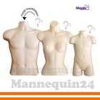 3 Flesh Mannequin Torsos -Set of Male Female Child Hanging Body Forms +3 Hangers