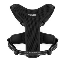 Air Frontier Mesh Dog Harness w/ Steel Leash D-Ring Reflective Stitching BK L...