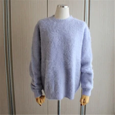 Spring Womens Fashion Angora Cashmere Warm Sweater Fluffy Fuzzy Plush Jumper Hot