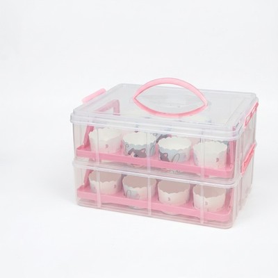 KlarsichtGebäckstückBox mit Tragegriff Cupcake-Verpackungsbox Einzelne Fächer