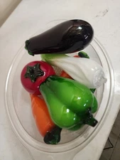 Vintage 7pc Murano Style Glass Fruit Vegetables Hand Blown Art Glass