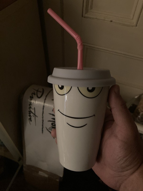 Aqua Teen Hunger Force ATHF Master Shake Ceramic Mug Cup SDCC And Original Straw