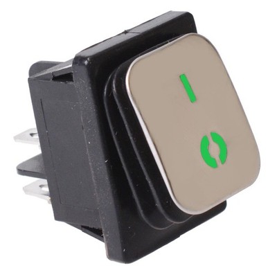 Green illuminated 12V Stainless Steel Rectangle Rocker Switch DPST