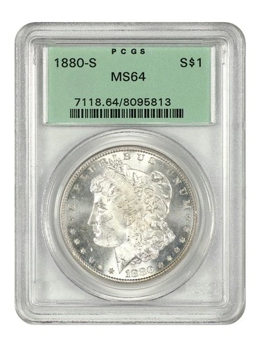 1880-S Morgan Silver Dollar $1 OGH PCGS MS64 San Francisco Mint Old Green Holder