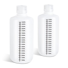 32oz Plastic Bottles with Airtight Caps for Liquids, Graduated Food Plastic C...