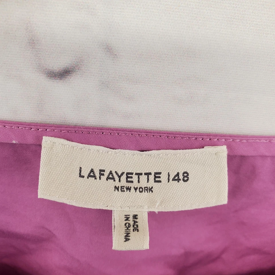 Lafayette 148 Shirt Womens Small Purple Puff Sleeve Scoop Neck Blouse Top - Image 2 of 4