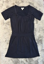 Ann Taylor Loft Womens Pleated Dress Blue A-Line Flowy Knee length Pockets S