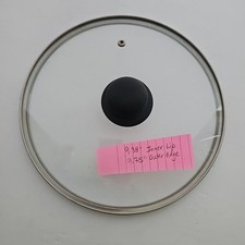 Pot Pan Lid Only Clear Glass 9.38" Inner Lip 9.75" Outer Edge Vemted Round Handl
