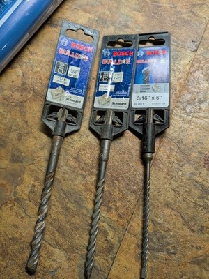 Bosch Bulldog SDS Plus 6in Bits  3/16, 5/16, 3/8