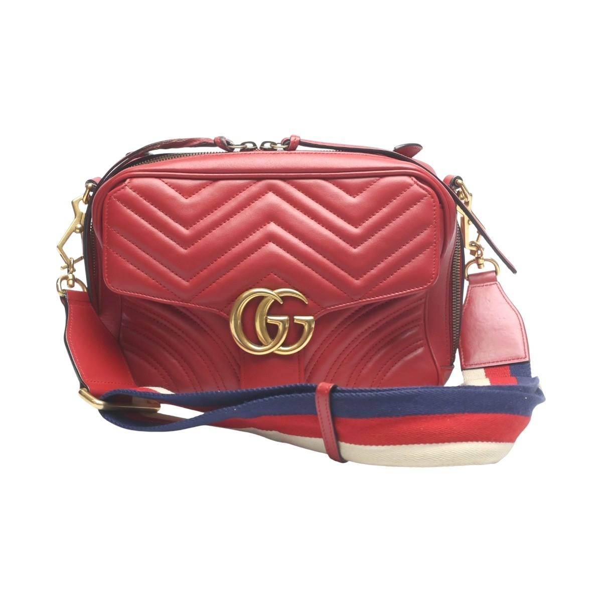 GUCCI GG Marmont borsa a tracolla pelle di mucca rossa donna 498100
