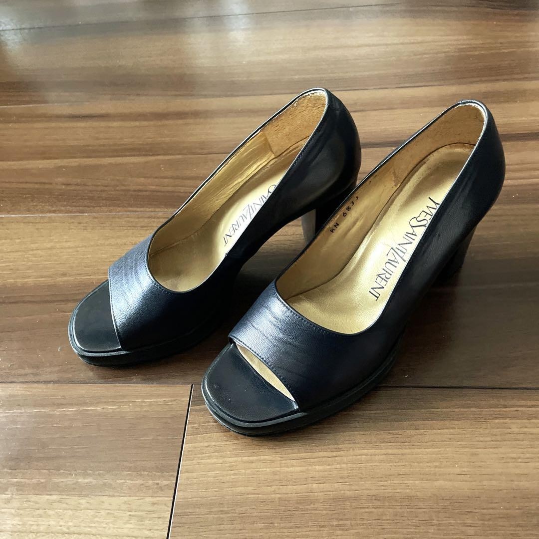 Autentiche decolte Yves Saint Laurent tacco punta aperta pelle nero taglia 35 donna
