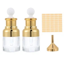 0.7 oz Clear Eye Dropper Bottle for Essential Oils, High Round Caps, Gold