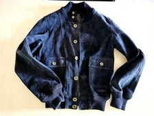 Sicons By Giorgio Armani, Blue Suede Jacket Late 70s Size M PERFECT 