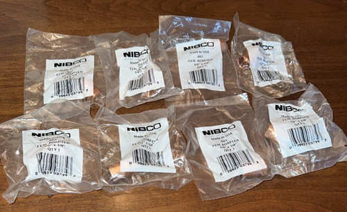 Lot of 8 NIBCO 603 Copper Pipe Female Adapter 1/2" X 1/4"   Thread Dia. 0.45"