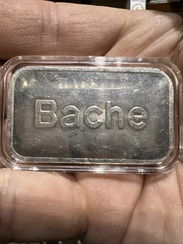 1 Oz .999 Fine Silver Vintage Bache Silver Bar  In Capsule