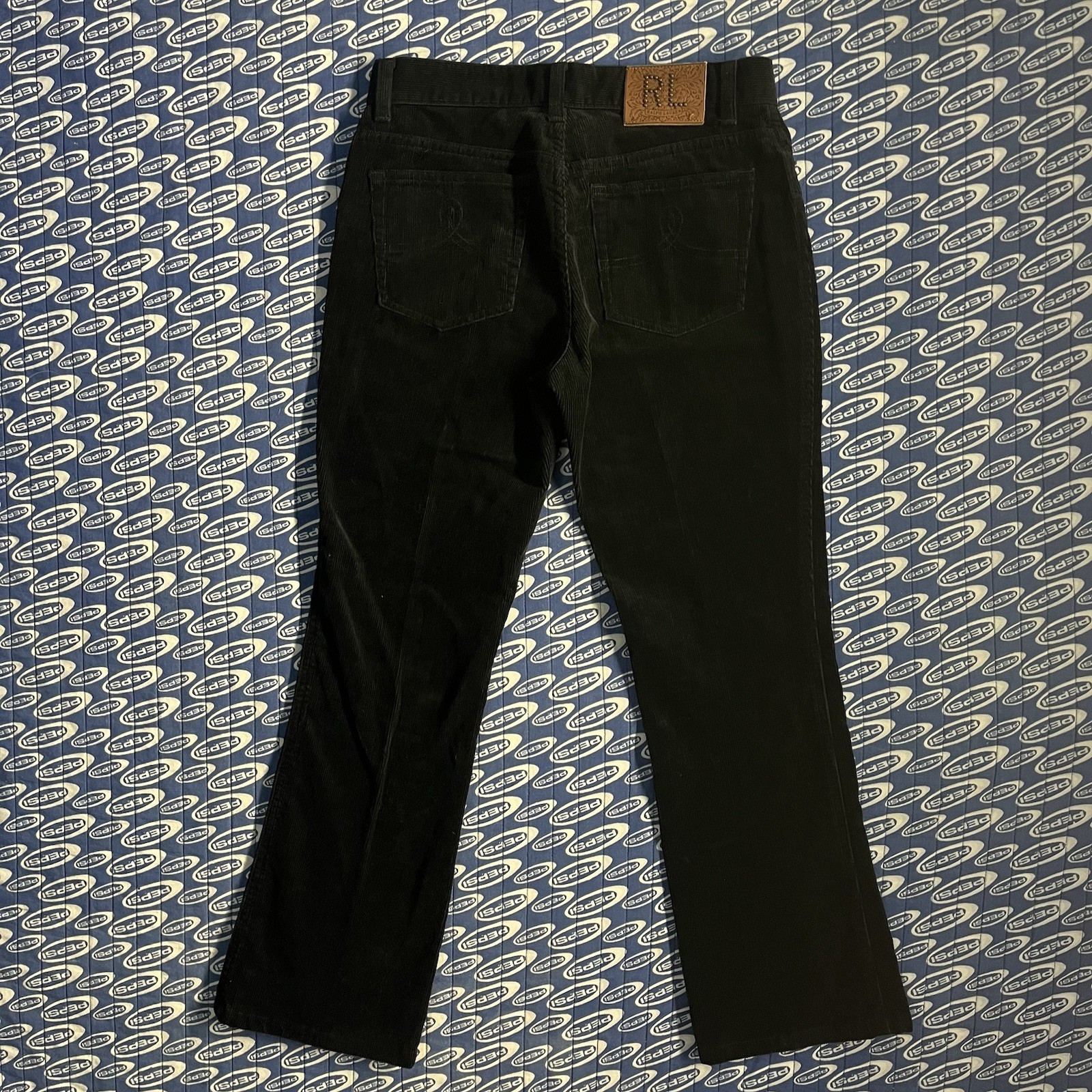 Women’s Polo Ralph Lauren RL Corduroy Pants Jeans Black Size 2 100% Cotton Y2K
