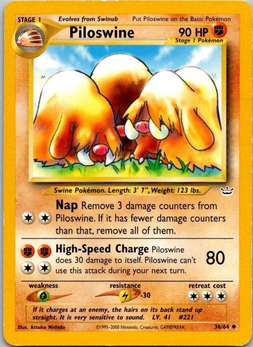 Piloswine 36/64 Uncommon Neo Revelation Pokemon Unlimited Lightly Played