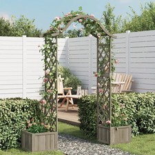 VidaXL Garden Pergola with Planter Grey Solid Fir Wood Outdoor 