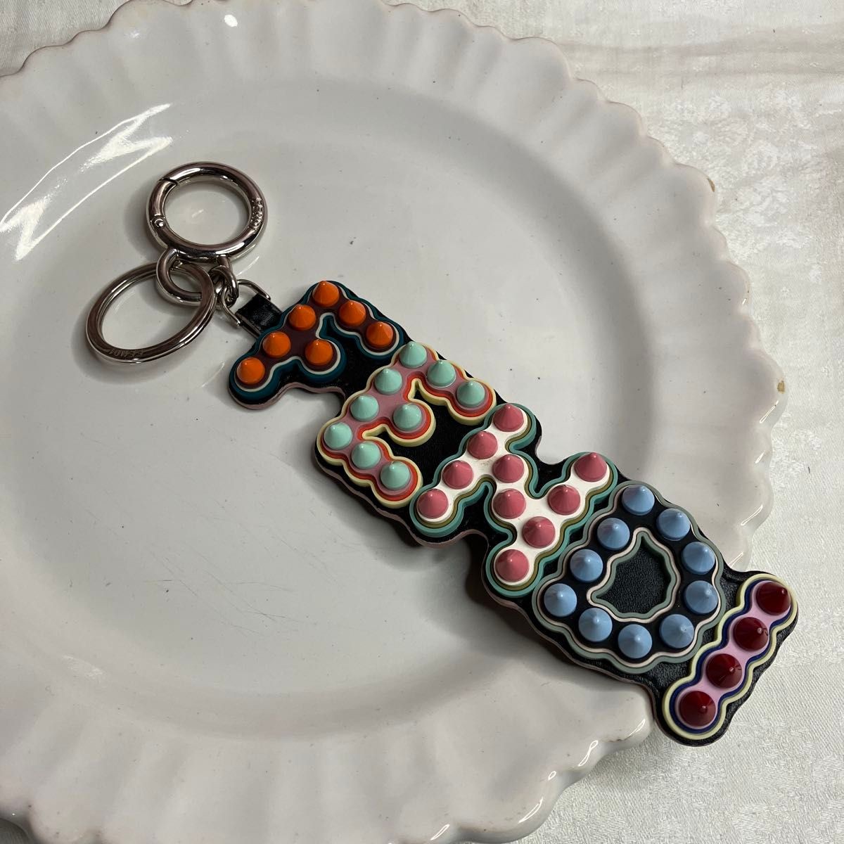 Vintage FENDI logo colorful dot keychain rare collectible