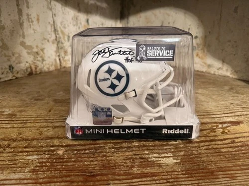 Pittsburgh Steelers Jack Lambert Signed Salute To Service Mini Helmet BAS COA
