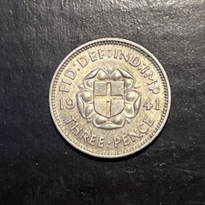 George VI Silver Threepence 1941 as pictured. Free postage