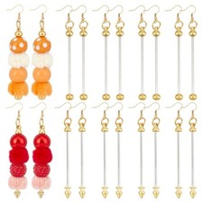 20Pcs 10Pairs Beadable Earring Blanks with 2 Style Round and Cone Tips Golden