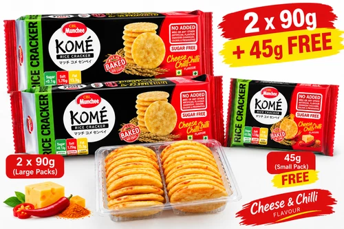Munchee Kome Cheese Chilli Rice Crackers 2 x 90g + 45g FREE Sri Lanka Snack - product listing photo