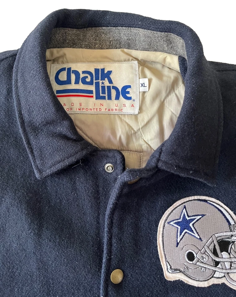 Chaqueta de Lana Dallas Cowboys NFL Línea Tiza XL De Colección Spellout Letterman NFL Años 90 Foto 3 de 4
