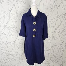 Luxology Navy Large Button Popover Collared Loose Fit Shirt Dress | Women's L