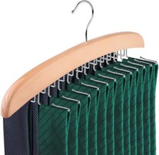 SunTrade Wooden Tie Hanger,24 Organizer Rack Hanger 24 hooks, Beige