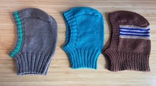 3 hand knit child  s balaclava helmets - new - never worn