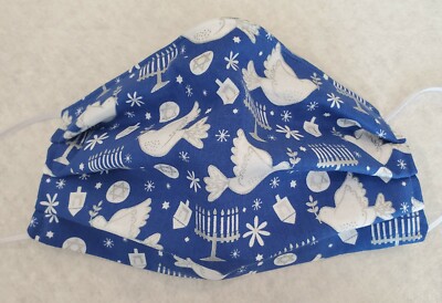Hanukkah Face Mask, Nose Wire, Reversible 2 Masks in 1, Filter Opening, 1/8 in e