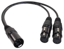 1ft XLR 5-Pin 1-Male to XLR 5-Pin 2-Female Y-Splitter Cable