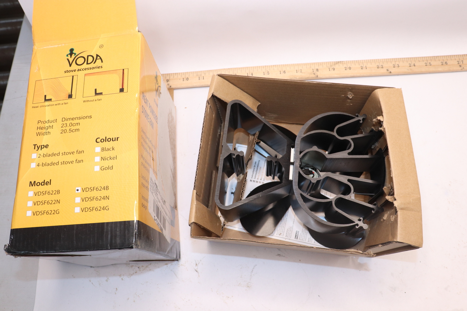 Voda 4-Blade Heat Powered Stove Fan VDSF624B | eBay