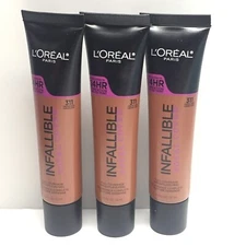 3 pack L'Oreal Paris Infallible Total Cover Foundation, 311 Creme Cafe,1 fl. oz.
