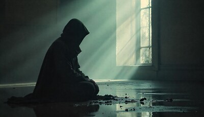 Mysterious Hooded Figure Digital Art Print - Eerie AI Wall Decor & Home Art
