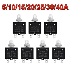 universal 5-40 Amp Push Button Thermal Circuit Breaker 12-50V DC 125-250V Volt