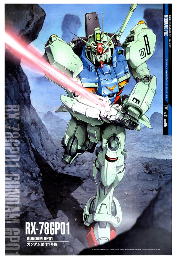 Gundam GP01 - RX-78GP01 - Gundam Mechanical Poster - Japanese