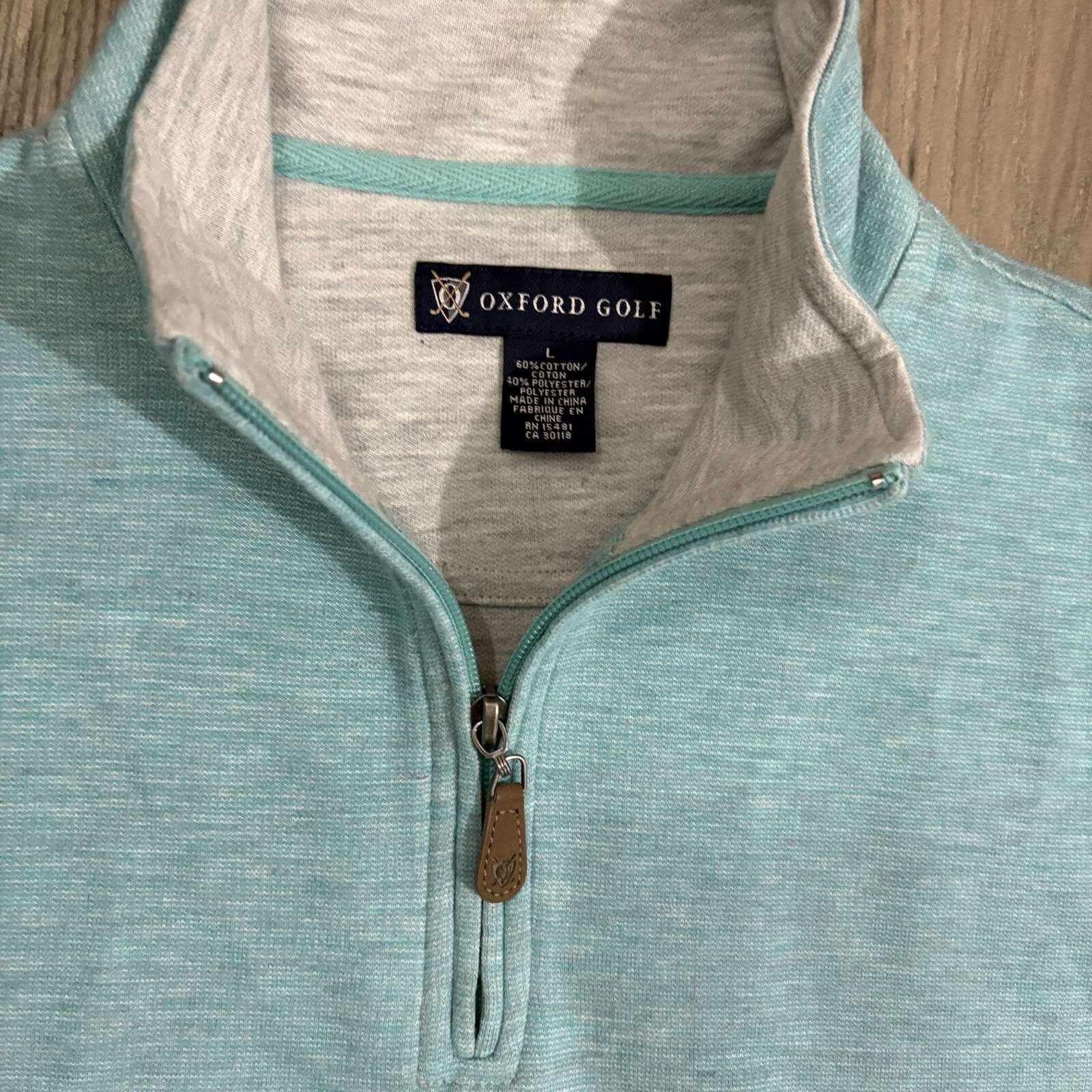 Oxford Golf Vest Mens L Blue 1/4 Zip Pullover Cotton Blend Outdoor Casual Preppy