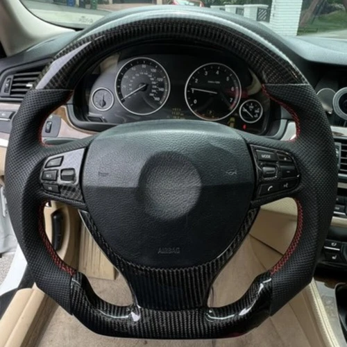 Real Carbon Fiber Steering Wheel for BMW F10 550i M5 F18 F07 535 520 528 535i - Picture 2 of 9