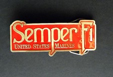 SEMPER FI US MARINES USMC MARINE CORPS PEWTER BELT BUCKLE 4.25 X 1.5 INCHES