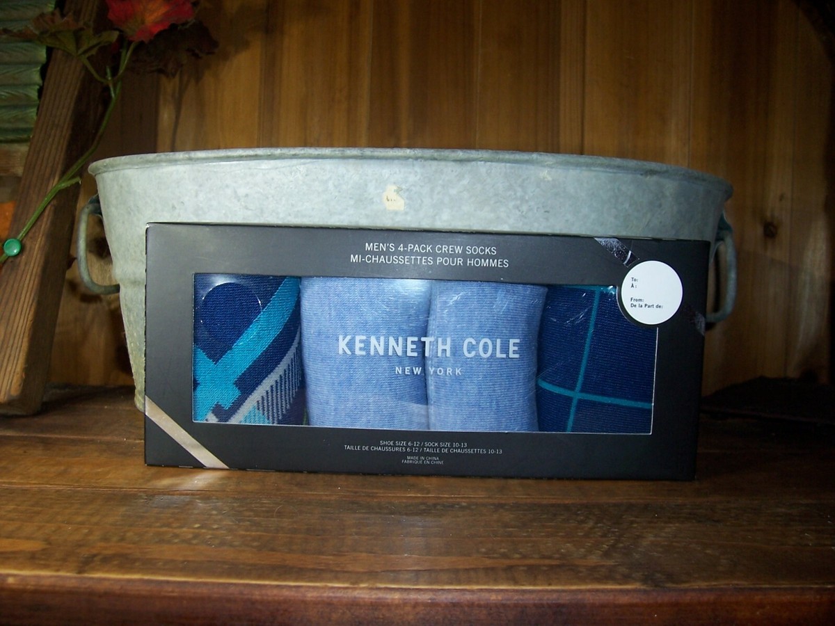 KENNETH COLE NEW YORK MENS CREW SOCKS 4 PACK SHOE SIZE 6-12 