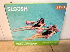 Sloosh 2 Pack Inflatable Pool Float Adult 37" - Tropical Pattern Lounger C44