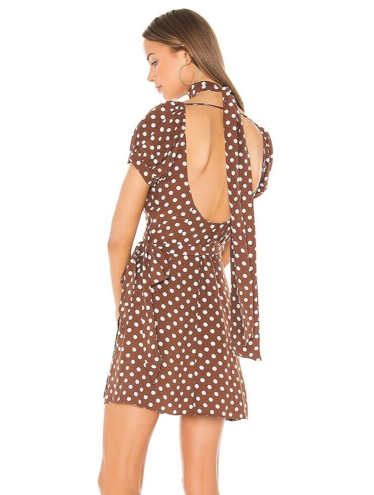 knee length dresses for ladies Dot Print Faux Wrap Dress