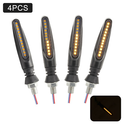 4PCS Flowing Motorcycle LED Turn Signals Light Indicator Blinker Tail Lights 
