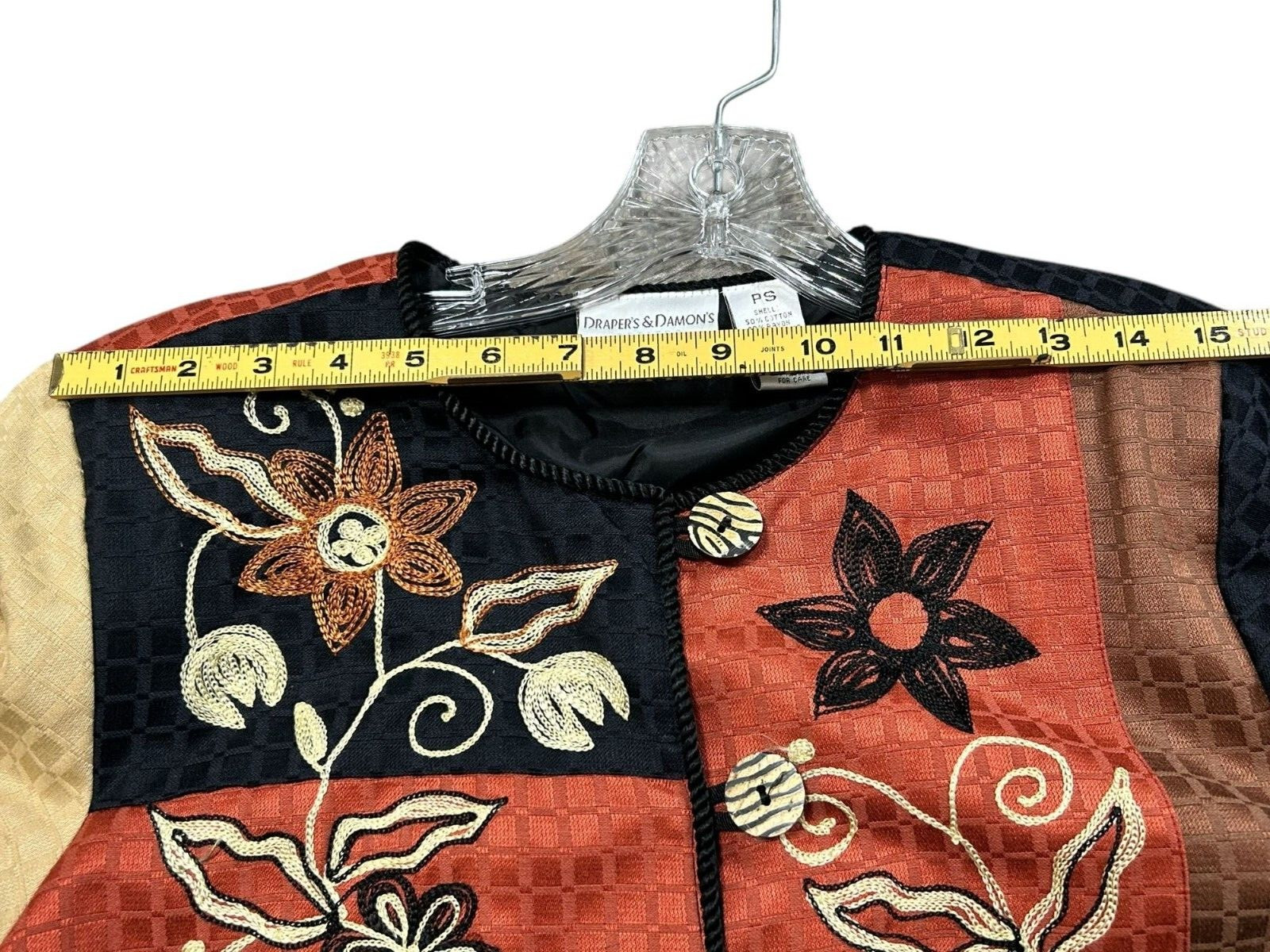 VTG Embroidered Patchwork Floral Button Jacket Pe… - image 12